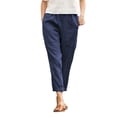 thumbnail image 3 of Pantalones rectos casuales de algodón y lino cómodos de color sólido con bolsillos grandes para mujeres europeas y americanas para mujeres, 3 of 6