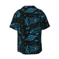 thumbnail image 5 of Uemuo Spacecraft Pattern Cotton Linen Short Sleeve Shirts,Casual Lightweight Button Down Shirts,Vacation Beach Summer Tops-XX-Large, 5 of 7