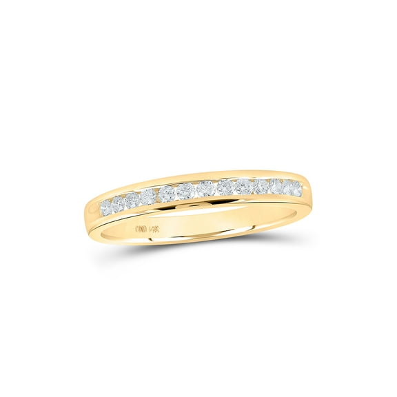 14kt Yellow Gold Womens Round Diamond Wedding Single Row Band 1/4 Cttw