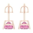 thumbnail image 4 of Clara Pucci 3Ct Pink Princess Cut VVS1 Screw Back Stud 14k Solid hypoallergenic Gold Designer Earrings For April, 4 of 7