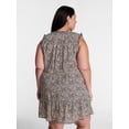 thumbnail image 3 of Terra & Sky Women's Plus Sleeveless Button Front Tiered Cotton Mini Dress, Sizes 0X-5X, 3 of 5