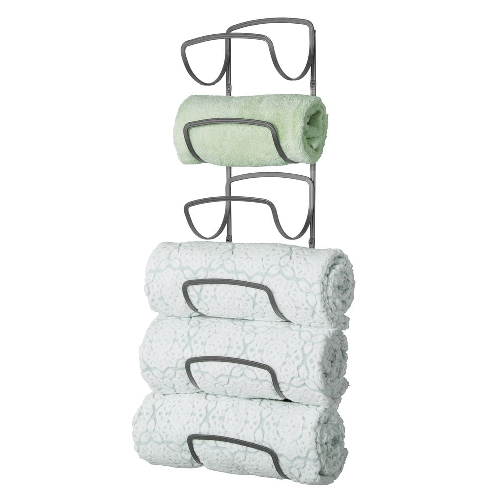 mDesign 6Tier Wall Mount Bathroom Towel Holder Storage Rack C