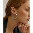 thumbnail image 4 of PROSTEEL Stainless Steel Hoop Earrings for Women Hypoallergenic Silver Hoops 40MM Christmas Birthday Valentine Day Jewelry Gifts for Mom daughter Adults Age, 4 of 8