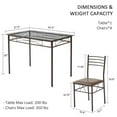 thumbnail image 7 of VECELO 5 Piece Dining Table Set, Glass Top Table & 4 Chairs for Dining Room, Kitchen Dining Room Table and Chairs Set for 4, Brown, 7 of 7