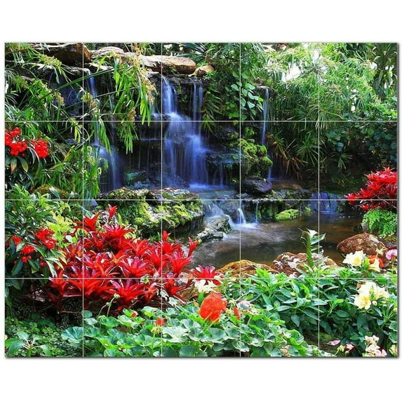 Waterfall Picture Ceramic Tile Mural Kitchen Backsplash Bathroom Shower, 406162