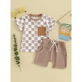 thumbnail image 2 of vera natura Baby Boys Shorts Set, Short Sleeve Plaid Tree Print T-shirt with Elastic Waist Shorts Summer Outfit, 2 of 9