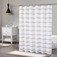 thumbnail image 1 of Bathroom Waterproof Striped Shower Curtain, Grommets Top Weave Textured Shower Curtain, 1 of 8