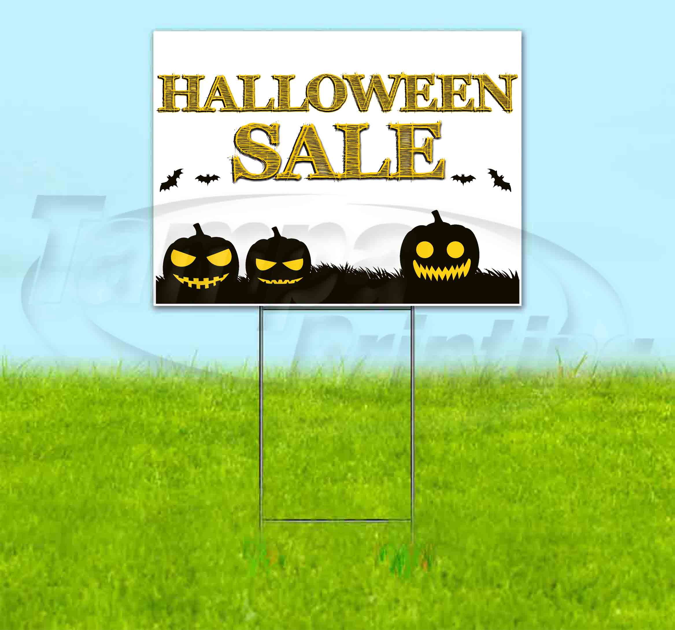 Halloween Sale (18" x 24") Yard Sign, Includes Metal Step Stake