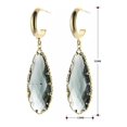 thumbnail image 2 of Aretes Largos Gota Cristal Azul Humo Oro Laminado 14k dorado Unitalla, 2 of 4