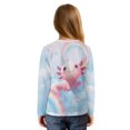 thumbnail image 2 of Xixirimido Axolotl Rainbow Clouds Blue Print Girls Casual Long Sleeve Shirts Knot Tie-hem Tunic Tops Crewneck Tees Blouses Girls Fashion Clothes, Size 11-12, 2 of 7