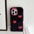 thumbnail image 4 of Decase Phone Case for iPhone 15 Pro,Cute LOVE Pattern Warm Phone Shell Soft TPU Fur Plush Furry Protective Case Cover for Women Girls for Apple iPhone 15 Pro 6.1",Black, 4 of 5