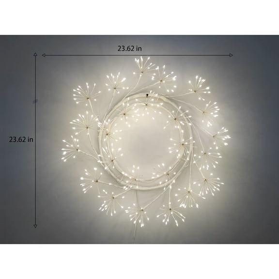 Hi-Line Gift Ltd. 24in LED Christmas Wreath White Indoor Hanging Holiday Decor