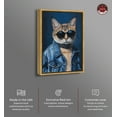 thumbnail image 2 of Denim Jacket Cat Canvas Quirky Cat Art Prints By Notoriart, Gold Frame, 10" x 15", 2 of 7