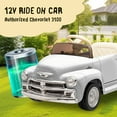 thumbnail image 4 of 12V Ride on Toys, Licensed Chevrolet 3100 Powered Ride on Cars with Remote Control, Bluetooth, Music, USB Ports, LED Lights, 4 Wheels Suspension, Electric Car for Kids Boys Girls Ages 3-6, White, 4 of 9