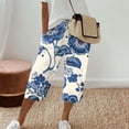 thumbnail image 2 of Puliio Womens Capri Pants Flower Print Elastic Waist With Pocket Trouser Soft Loose Fashion Pants, 2 of 5