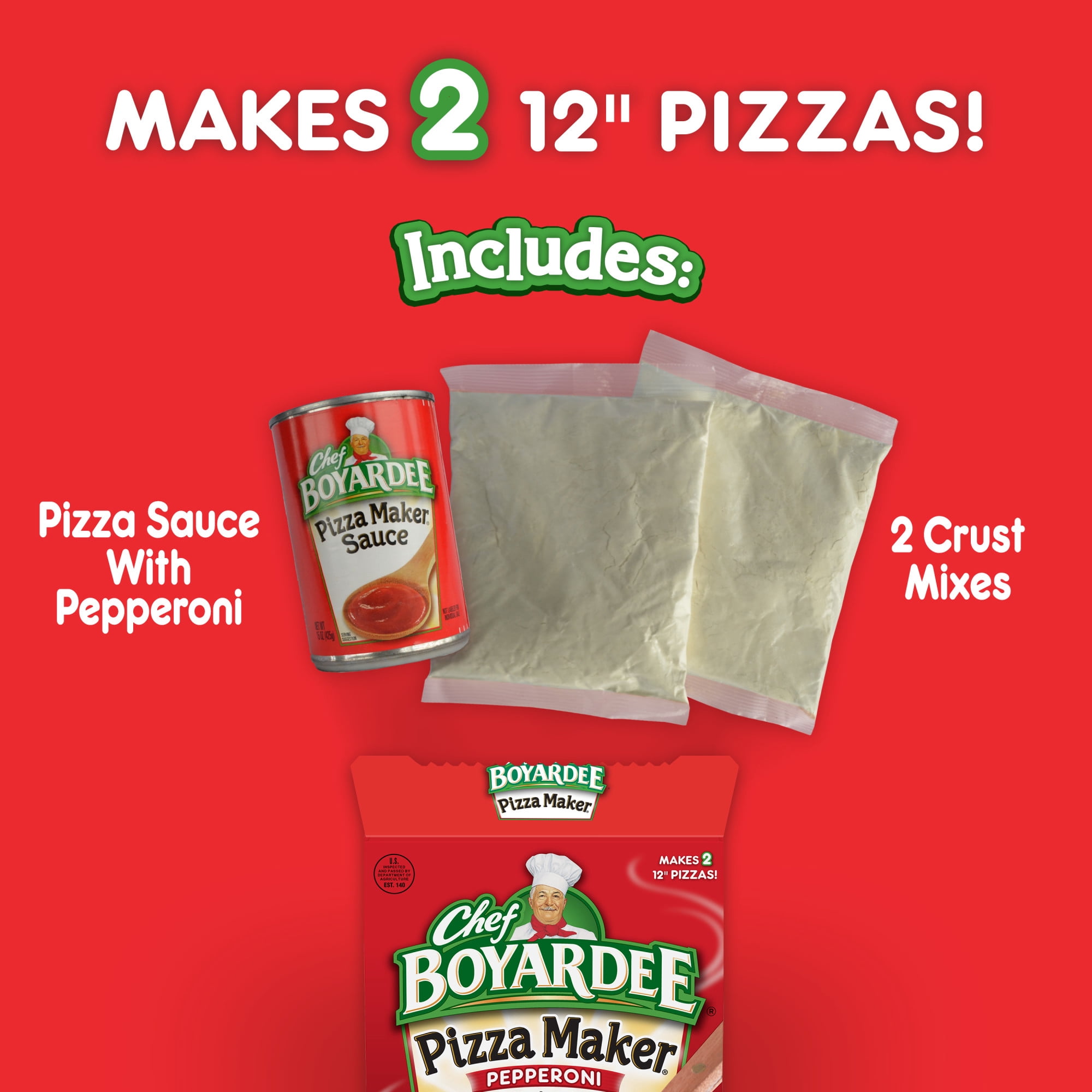 Chef Boyardee Pepperoni Pizza Maker, Crust Mix and Pizza Sauce Meal Kit, 31.85 oz.