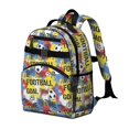 thumbnail image 2 of Football and Graffiti Yellow Pattern Cute School Backpack Bag for School with Padded Back and Adjustable Shoulder Straps 15.25"x11.5"x5.25", 2 of 5