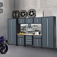 thumbnail image 2 of HPDMC 9-Piece Workshop Tool Chest Storage Cabinet Set - 24 Gauge Steel - 130 in. W x 18 in. D x 76 in. H Assembled - Garage Mounted Storage Systems with Wooden Work Top - Gray, 2 of 10