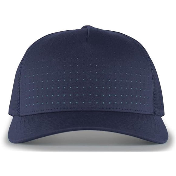 Pacific Headwear 105P.316.OS Perforated 5-Panel Trucker Snapback Cap, Navy & Teal - One Size