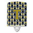 thumbnail image 1 of Carolines Treasures CJ1074-TCNL Letter T Football Blue & Gold Ceramic Night Light, 1 of 1