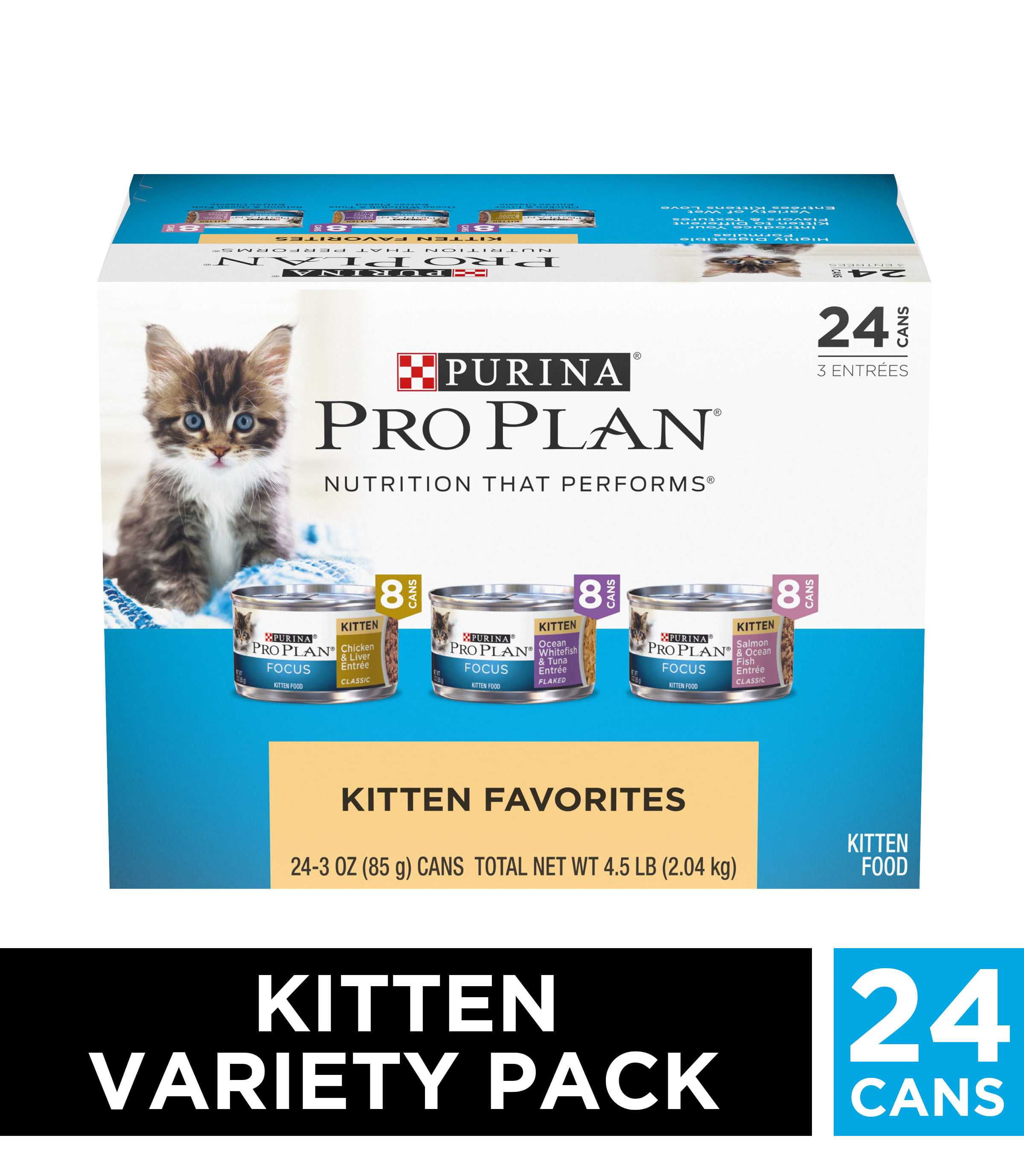(24 Pack) Purina Pro Plan Wet Kitten Food Variety Pack, FOCUS Kitten