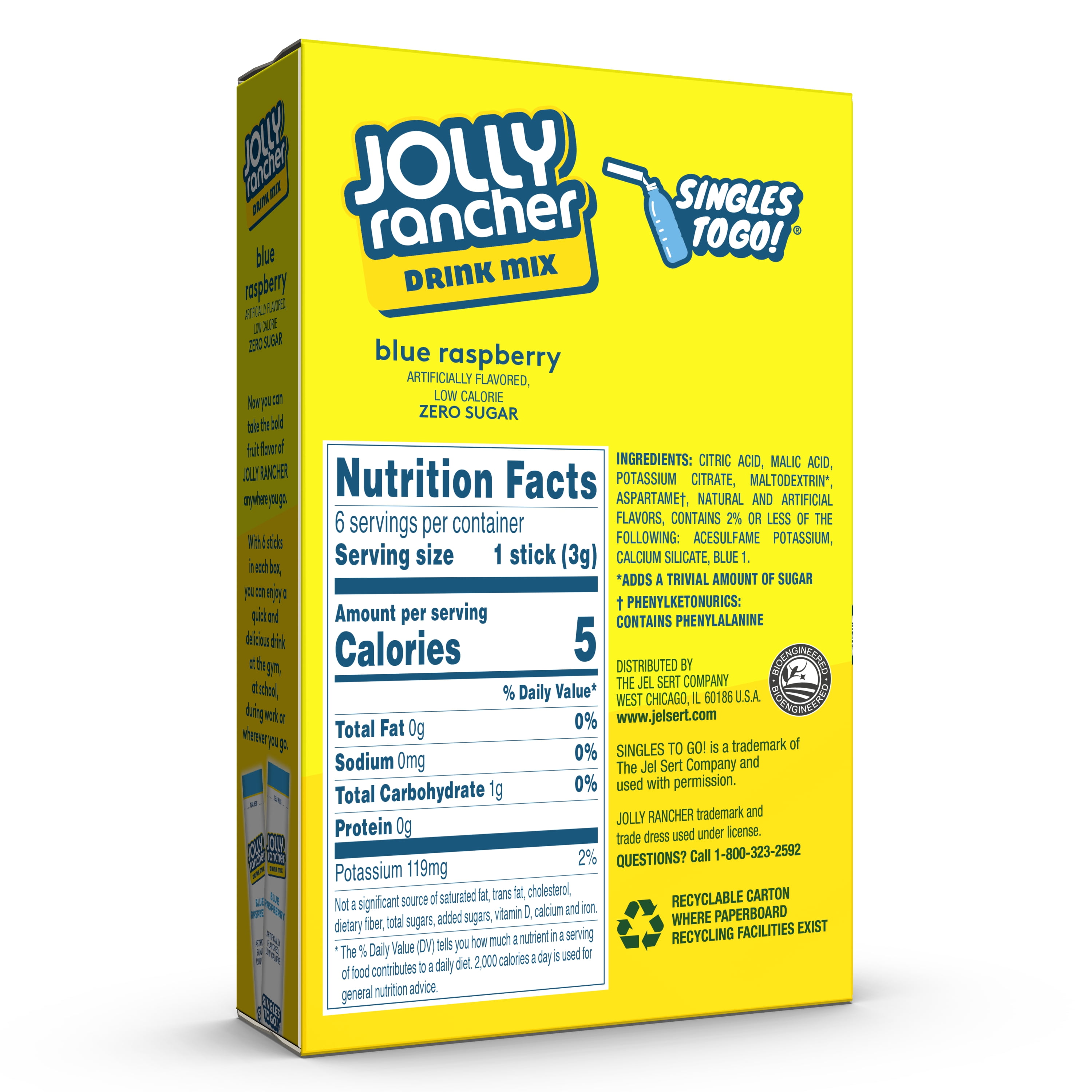 Jolly Rancher Blue Raspberry Singles To Go Drink Mix, 0.65 oz, 6 CT (Pack-12)