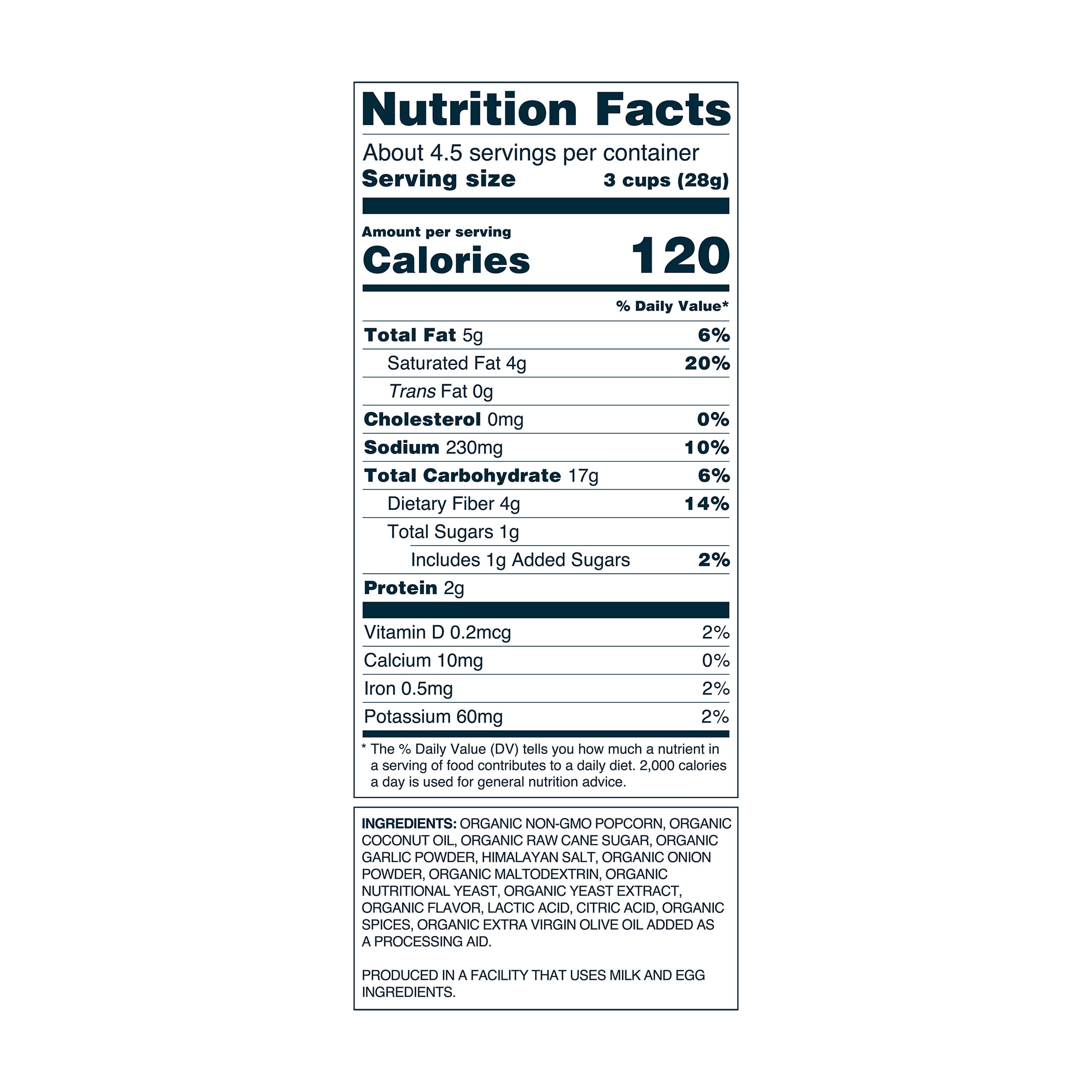 LesserEvil Garlic Parmesan Organic Popcorn, Non-GMO, Allergen-Free, 4.6 oz