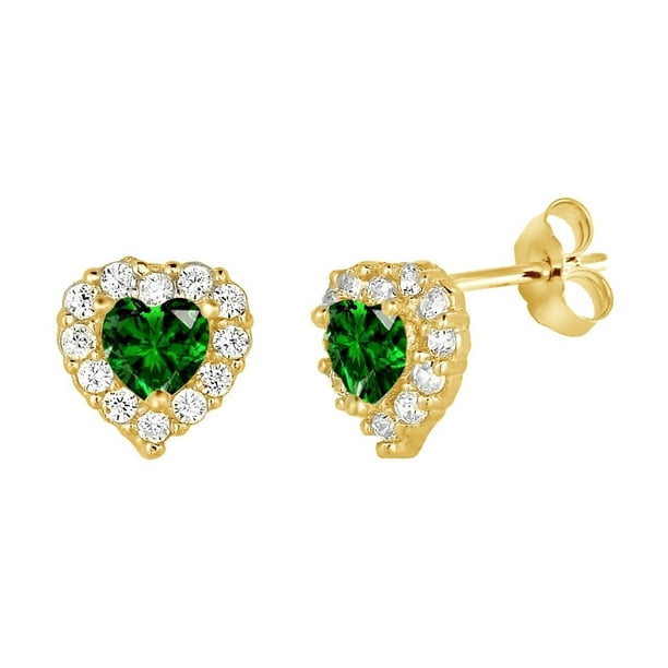 Everyday Dainty Heart Push Back Earrings in Solid Gold 14K For Womens Ladies / Gold Birthstones Earrings Aretes de Corazón con Piedra Nacimiento Oro Real - Walmart.com