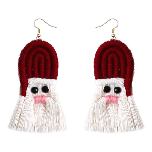 Pendientes Serie Xmas Pendientes De Tejido Serie De Navidad Regalos De Papá Noel Bohemio Para Mujeres Festivas Borla Roja Borla roja Magideal Pendientes Serie Xmas