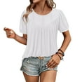 thumbnail image 4 of Uaswgudfs Women's Summer Resort Tunic Blouse - Crew Neck Short Sleeve with Banded Hem Relaxed Fit Casual Shirt, 4 of 7