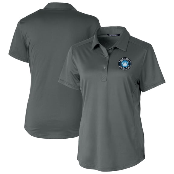 Women's-Cutter & Buck  Gray Charlotte FC Prospect Eco Textured Stretch Recycled Polo
