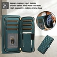thumbnail image 6 of Allytechgroup for iPhone 11 Pro Wallet Case, Premium PU Leather Magnetic Buckle Zipper Pocket Card Slots Flip Stand Protective Cover with Hand Strap & Shoulder Strap - Darkgreen, 6 of 12