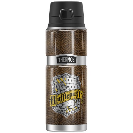 Harry Potter Hufflepuff House Crest THERMOS STAINLESS KING Stainless Steel Drink Bottle, Vacuum insulated & Double Wall, 24oz