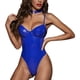 thumbnail image 1 of Lencería de una pieza para mujer, sujetador con aros y correa ajustable de cuero PU, ropa de dormir con gargantilla, azul L, 1 of 6