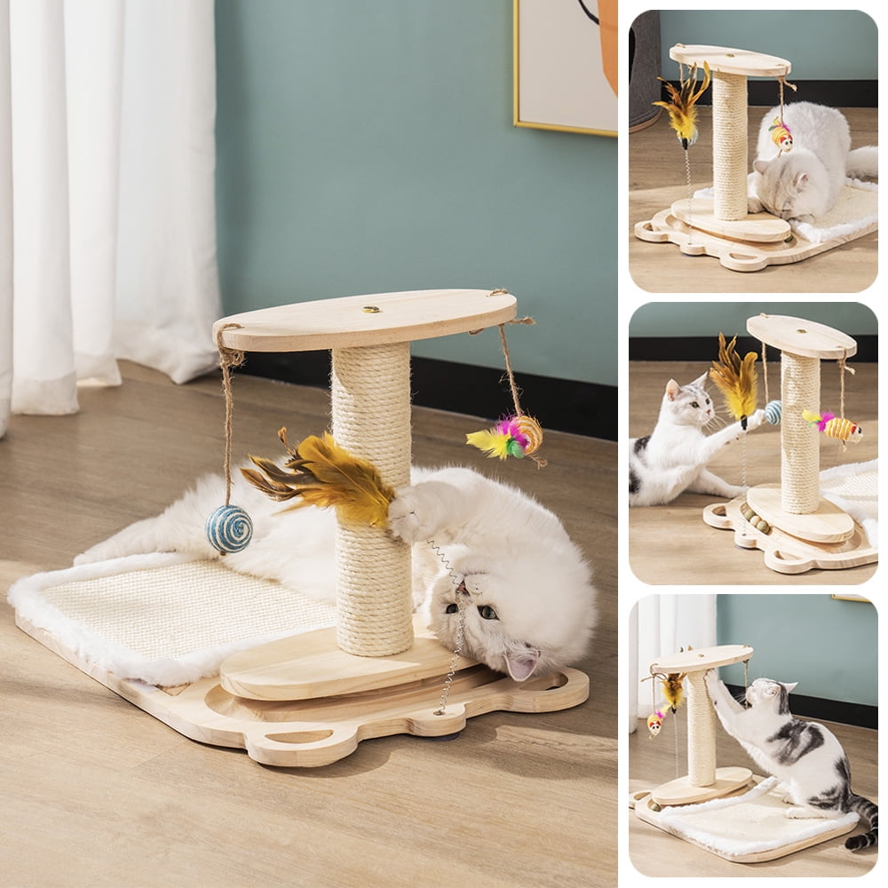 CUH Interactive Toy With Mat Funny Cat Scratching Post Feather Stick