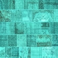 thumbnail image 1 of Ahgly Company Machine Washable Indoor Square Patchwork Turquoise Blue Transitional Area Rugs, 3' Square, 1 of 4