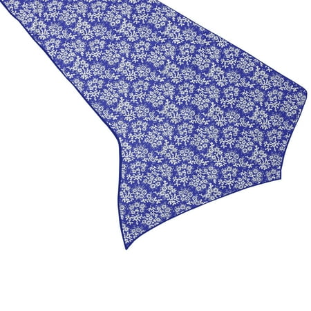 

Cotton Print Table Runner Floral Botanic Flower-Pattern Blue