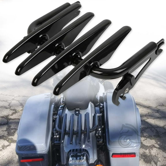 Black Detachable Stealth Luggage Rack Mounting Trunk Rack Compatible with for Touring Road King Road Glide Street Glide Electra Glide FLHR FLHT FLHX FLTR 2009-2024