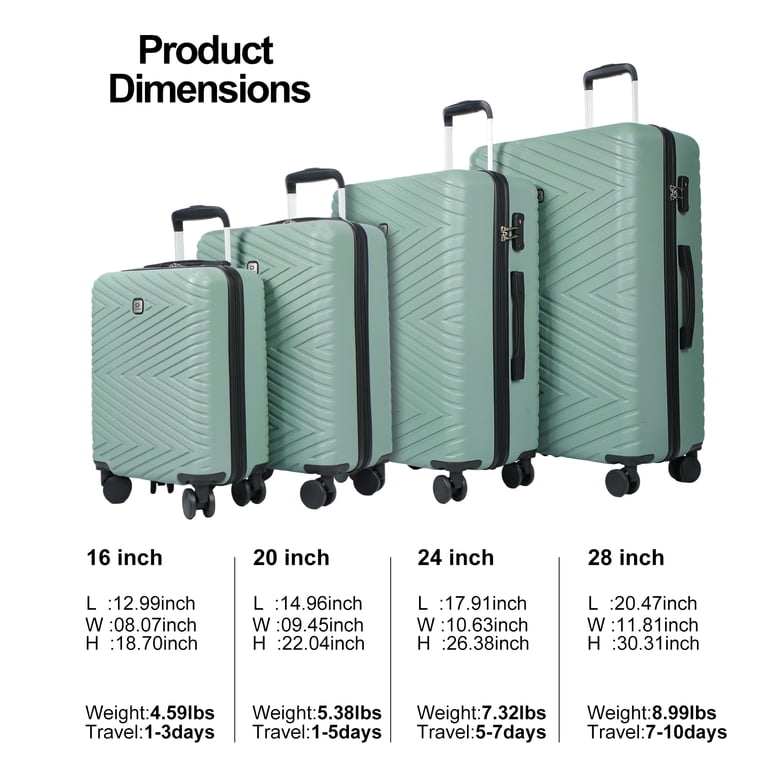 Travelhouse 4 Piece Hardshell Luggage Set Hardside Lightweight
