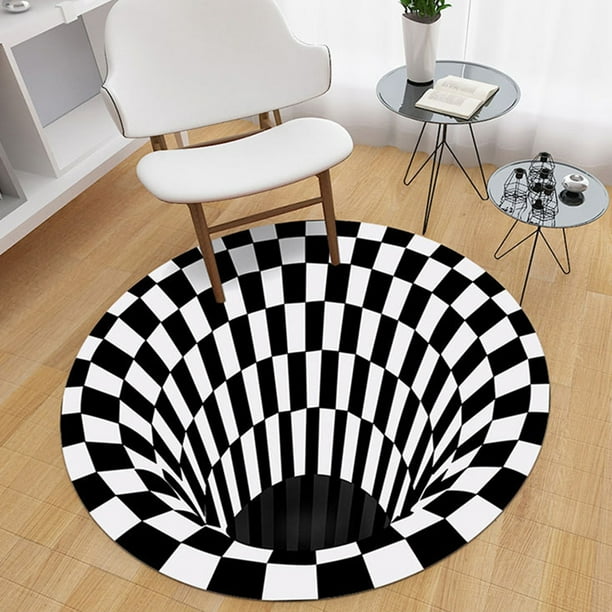 Slip Area Rug Floor Mat Non Woven, Round Black And White Area Rugs