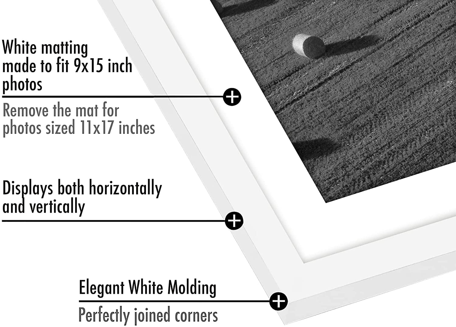 Americanflat 11x17 Picture Frame in White with 8x12 Mat - Set of 2 Frames - Displays 8x12 " Photos With Mat and 11x17 Without Mat