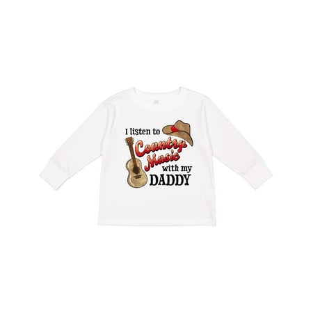 

Inktastic I Listen to Country Music with my Daddy Guitar and Hat Boys or Girls Long Sleeve Toddler T-Shirt