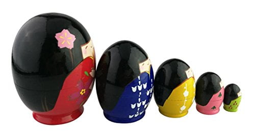 Matrioska Set Di 7 Bambole Nidificanti A Mano – Famiglia Di Orsi Panda Con Bambù – Giocattolo Regalo Per Bambini – Altezza Max 17,8 Cm