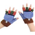 thumbnail image 1 of Kid Toddler Magic Winter Wool Knit Mitten Convertible Flip Top Fingerless Gloves, 1 of 5