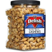 BBQ Honey Roasted Cashews by It's Delish, 36 Oz Reusable Jumbo Container Gourmet Cashew Nuts in Honey Sugar Coating and Barbecue Seasoning, Sweet & Savory Nut Snack - Vegan, Kosher Parve
