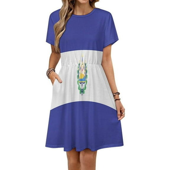 El Salvador Flags Short Sleeve Dress Women Summer Evening Dresses Ladies Sundress