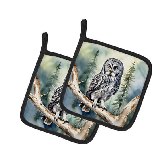 Carolines Treasures DAC7459PTHD 7.5 x 7.5 in. Great Gray Owl Pot Holders - Set of 2