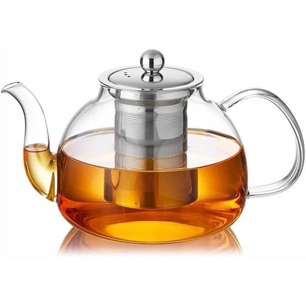 Tetera de vidrio DOPUDO de 1200 ml de borosilicato con infusor
