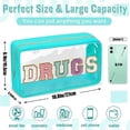 thumbnail image 2 of Chenille Letter Clear DRUGS Makeup Bag, Meds Travel Bag Small Preppy Makeup Pouch with Zipper, Transparent PVC & Nylon Waterproof Portable Glitter Cosmetic Toiletry Storage for Women Girl(Green), 2 of 10