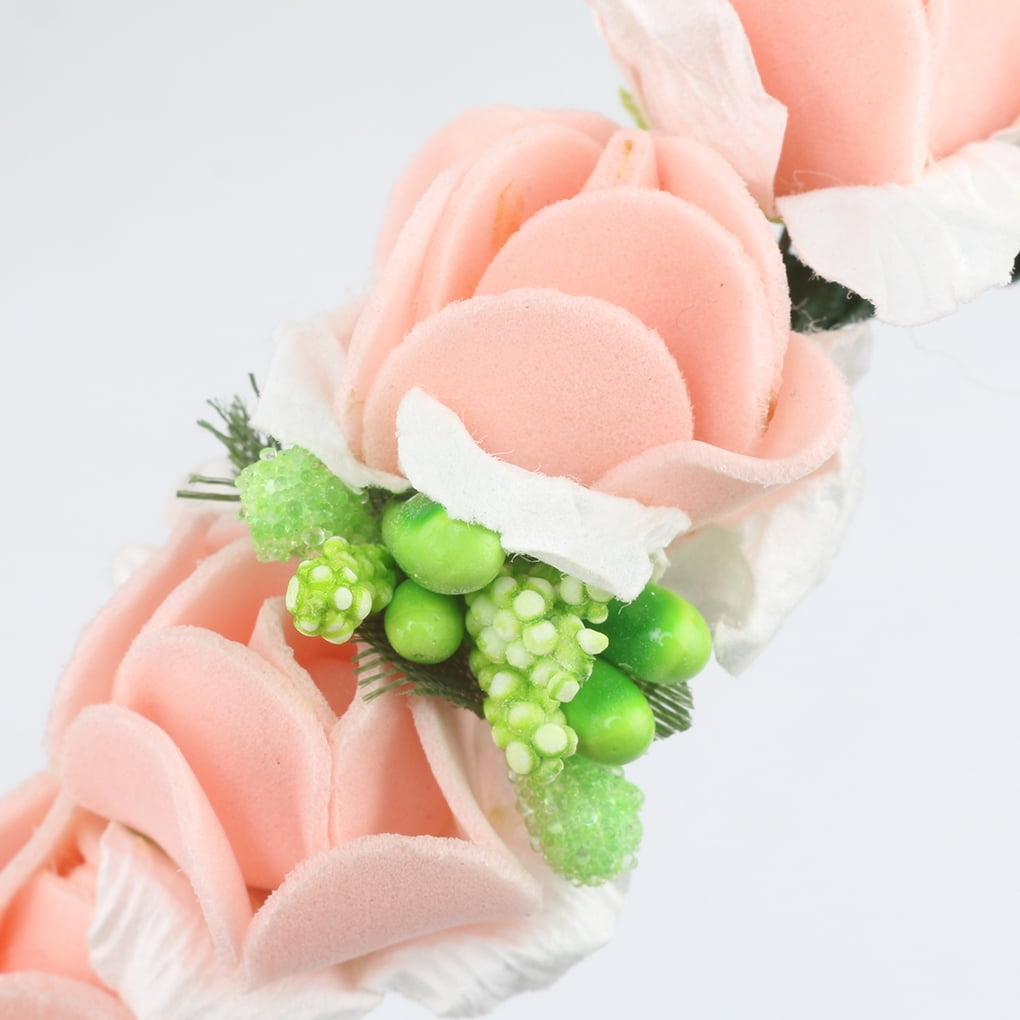 Rose Flowers Headband Bracelet Ribbon Adjustable Garlands Holiday Wedding Party 